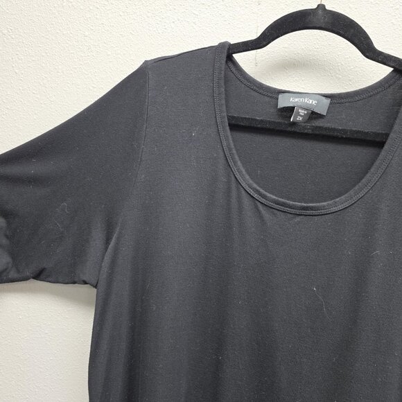 Karen Kane Shirt Womens 2X Black Lace Hem Tunic Top Made USA Stretch Rayon Blend - Picture 2 of 10